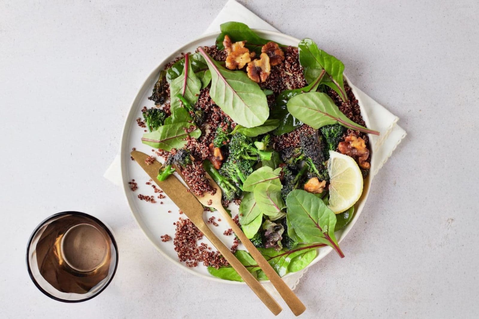 An iron-rich plate Ryall actually eats: red meat or shellfish with dark greens and lemon