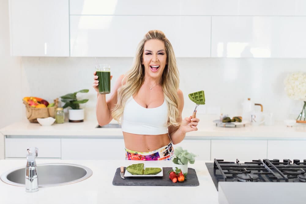 Ryall Graber with a green smoothie